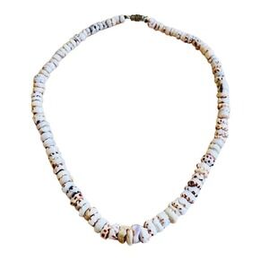 VTG Hawaiian Tiger Puka Shell Necklace Surfer 70s Beads Genuine Beads 33g Hawaii